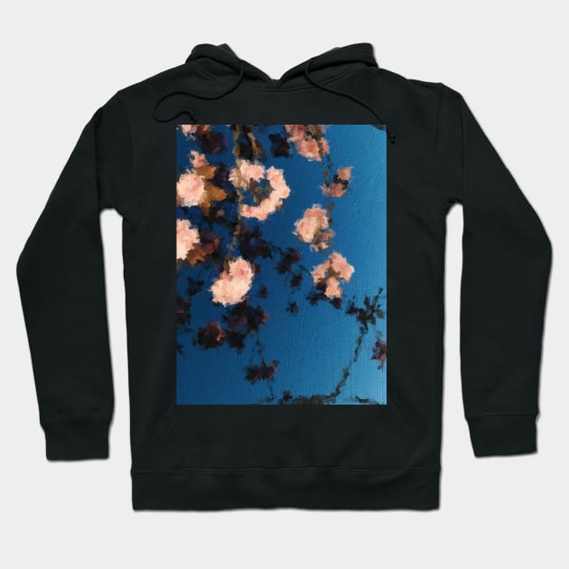 Pink flowers with gradient blue sky pattern oil painting Hoodie by DigitPaint